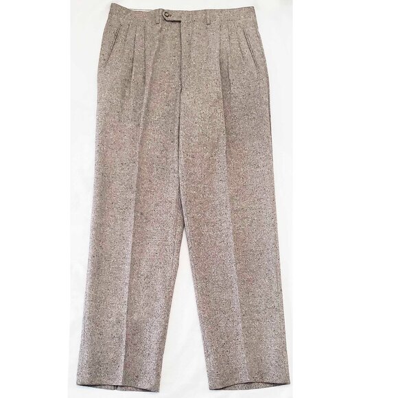 Canali Milano Mens Cashmere Wool  Flecked Pleated Pants Trousers Brown 56 NWOT - Picture 5 of 11